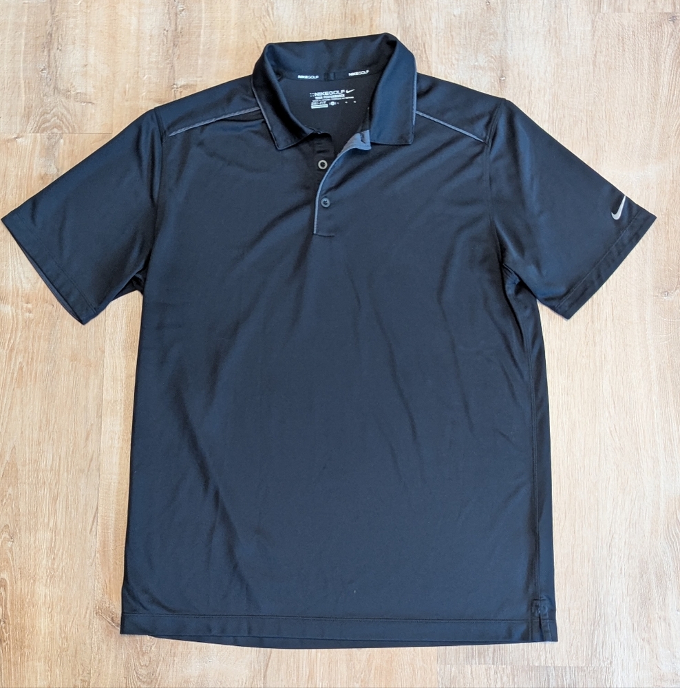 Nike Golf Dri-Fit Black Performance Polo Shirt Large